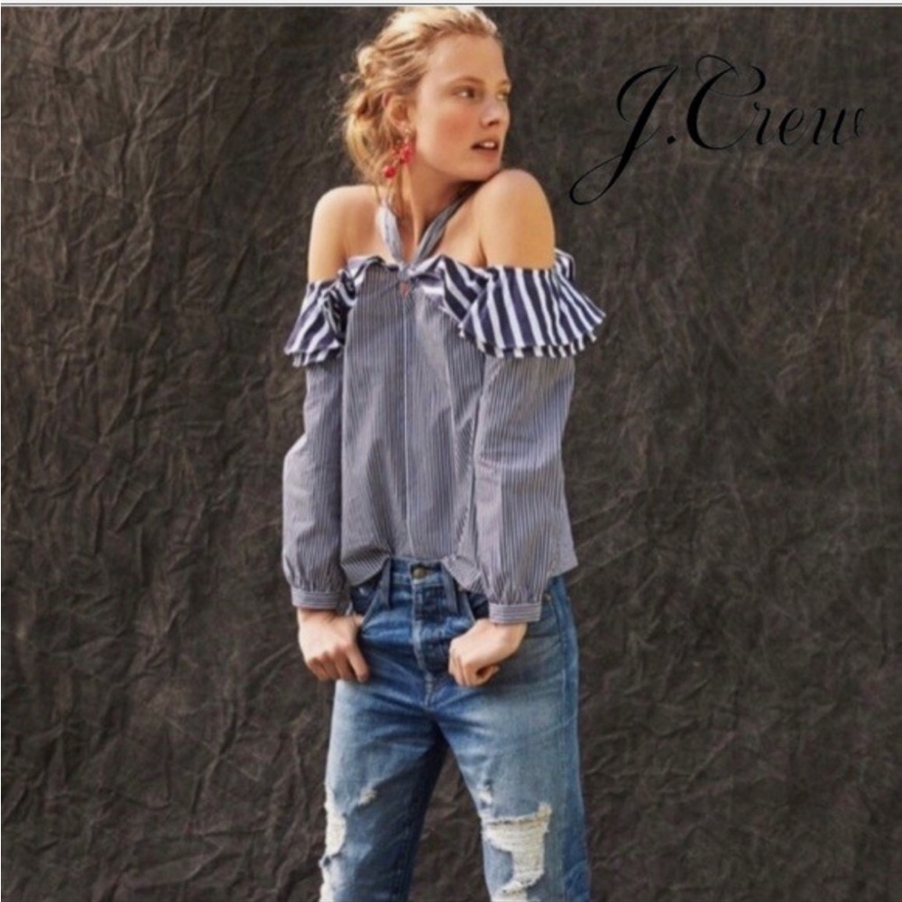 J.Crew Off the Shoulder Ruffle Top Blouse Size 0